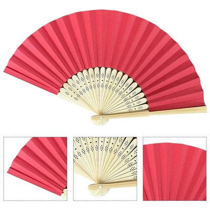 Hand Fan Bamboo Paper Fan Pocket Folding Fan Solid Color Guest Fans DIY Guest Gift for Wedding Birthday Summer Party