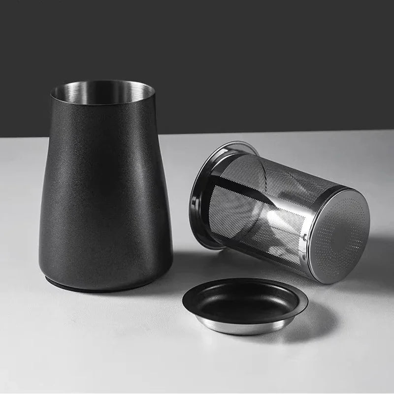 JUSTINLAU 3 in 1 Coffee Powder Filter Powder Cups Stainless Steel Coffee Sifter with Lid Grinder Powder Cup Coffee Accessories