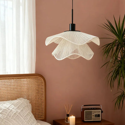 Rattan Flower pendant Lamp LED Chandelier Home Decoration Living Room Dining Indoor Bedroom Bedside Height Adjustable