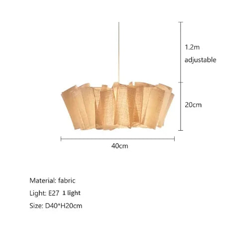Wabi Sabi Pleated Pendant Light Nordic Linen Fabric Chandelier  For Living Room Study Clothes Shop Restaurant Decoration Light