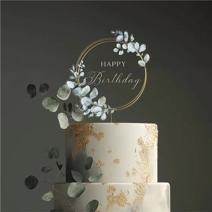 2025 New Happy Birthday Cake Toppers Decoration Unique Acrylic MR&MRS Wedding Party Cake Toppers for Baby Shower Baking Supplies