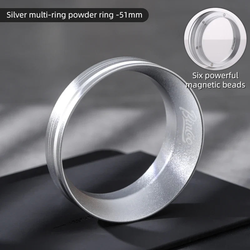 BINCOO 51mm 58mm Portafilter Dosing Ring, Magnetic Anti-Static Design for Strong Hold and Zero Coffee Spill During Prep