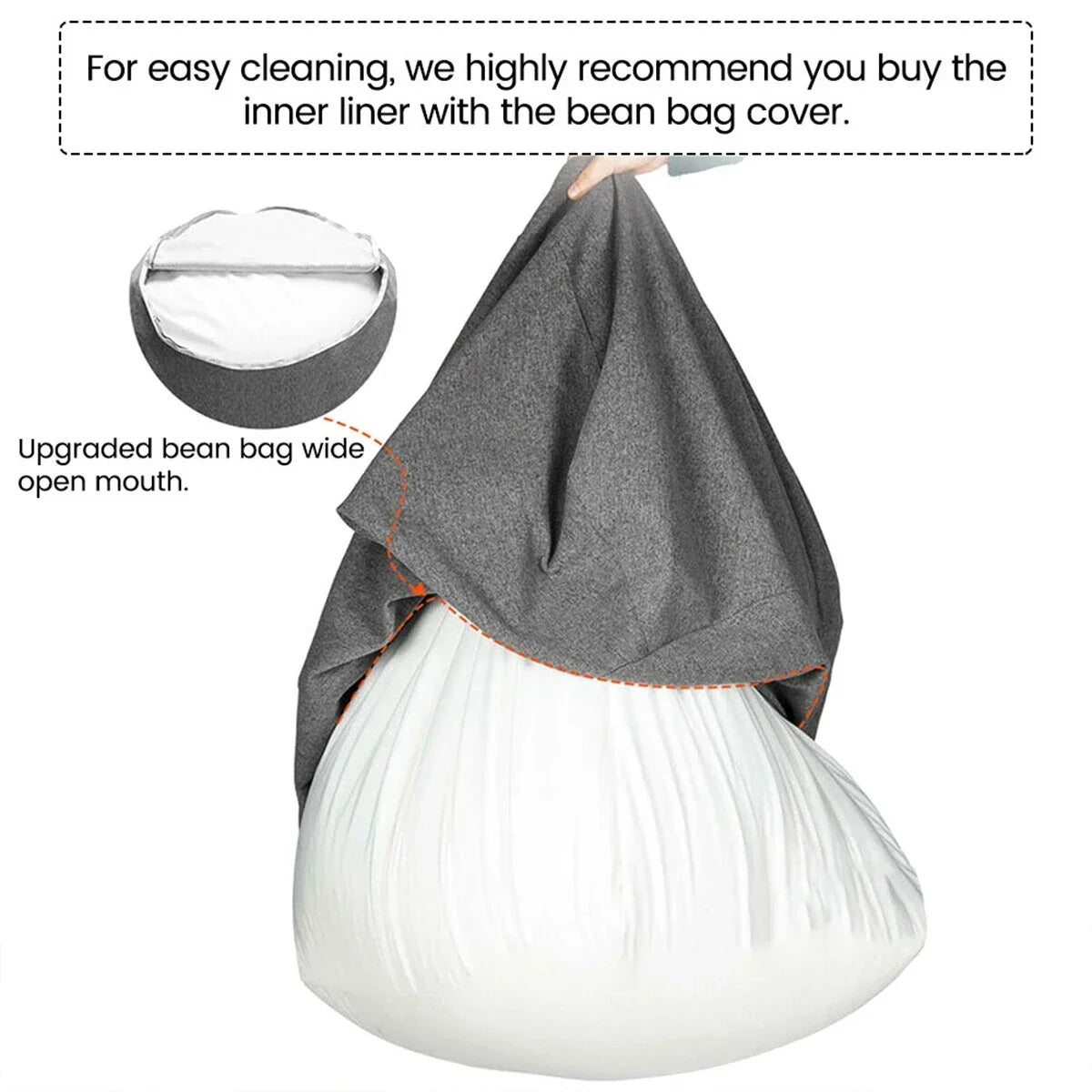 OTAUTAU Replacement Pouf Mesh Inner Liner Cover Without Filling Removable Washable Lazy Sofa Insert for Bean Bag Puff Couch Sac
