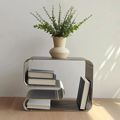 Modern Scandinavian Metal Coffee Table Living Room Furniture Sleek  Side Table Minimalist Storage for Magazines and Books