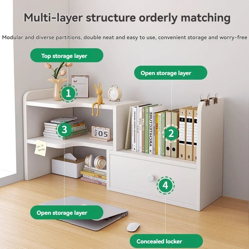 Bookshelf Office Desktop Storage Shelves Multi layer Scalable Shelves Student Desk Storage Boxes Small Bookcases