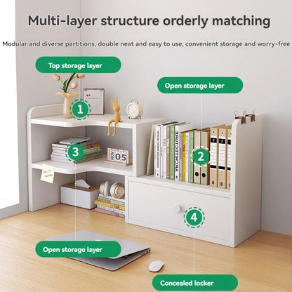 Bookshelf Office Desktop Storage Shelves Multi layer Scalable Shelves Student Desk Storage Boxes Small Bookcases