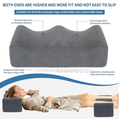 Leg Pillows, Relief Waist Pain Leg Cushion, Sleeping Leg Raiser for Bed, Sofa, Lounge Chairs, Bottom anti-slip & two Fixed Bands