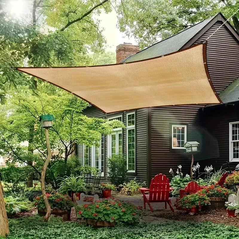 Thick Heavy-Duty Plastic Garden Sun Shade Net, Beige - Large Square UV Block, Sunshade Sail for Outdoor Patio and Yard Protectio