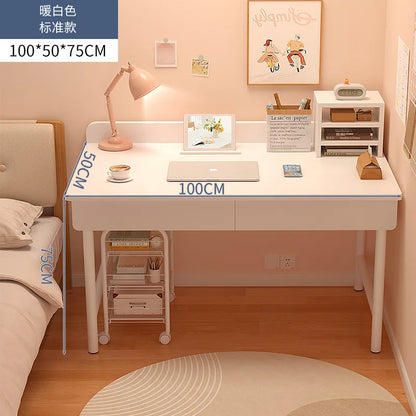 Modern Compact Computer Desk Small Study Desk Student Home Office Bedroom Makeup Desk Storage Drawer Space Saving Easy Assembly