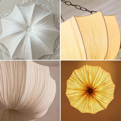 Retro Iron Chain Pendant Lamps Japanese Fabric Chandelier Living Dining Room Bedroom Ceiling lampLustre Hanging Light Fixture