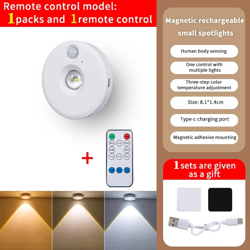 Motion Sensor LED Under Cabinet Lamp Dimmable Rechargeable Night Light Stairs Closet Room Aisle Tube Bar Detector Bulb