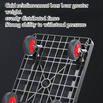 Trolley Folding Pull Goods Small Pull Truck Warehouse Trailer Portable Four Wheels Silent Shopping Trolley Handling Flat Truck