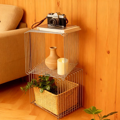 Metal Side Table, Creative Ironwork Corner Table, Bedroom Bedside Storage Rack, Multi-functional Storage Small Coffee Table