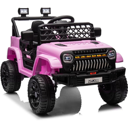 12V Kids Ride On Truck Car Toy Battery Powered Electric Vehicle with Remote Control, Spring Suspension, LED Lights, Music,