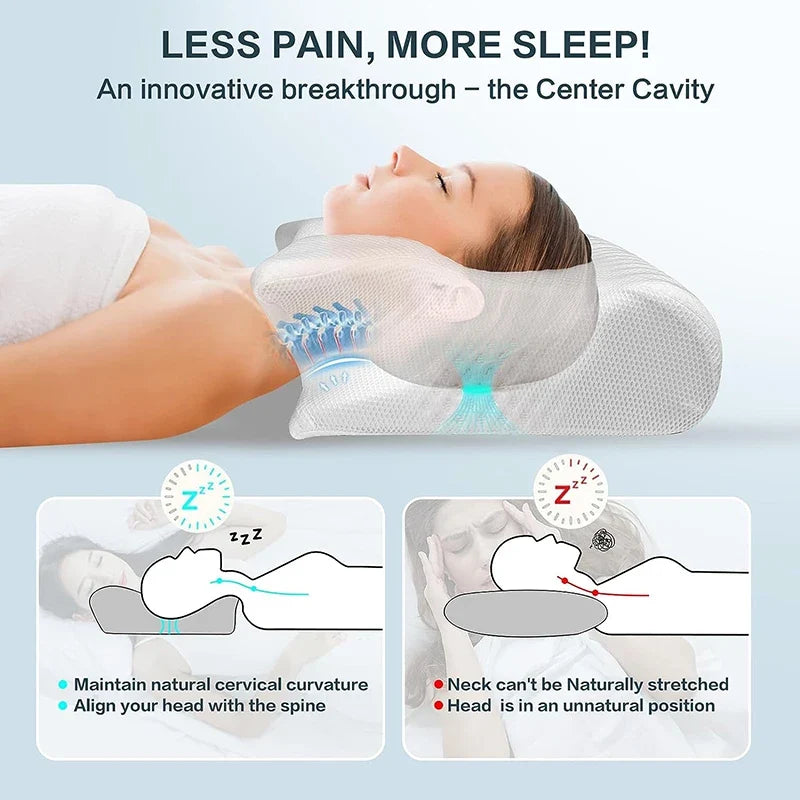 Comfortable Memory Foam Sleep Pillow Butterfly Sleep Memory Neck Pillow Cervical Orthopedic Neck Massage Slow Rebound Bed Pillow