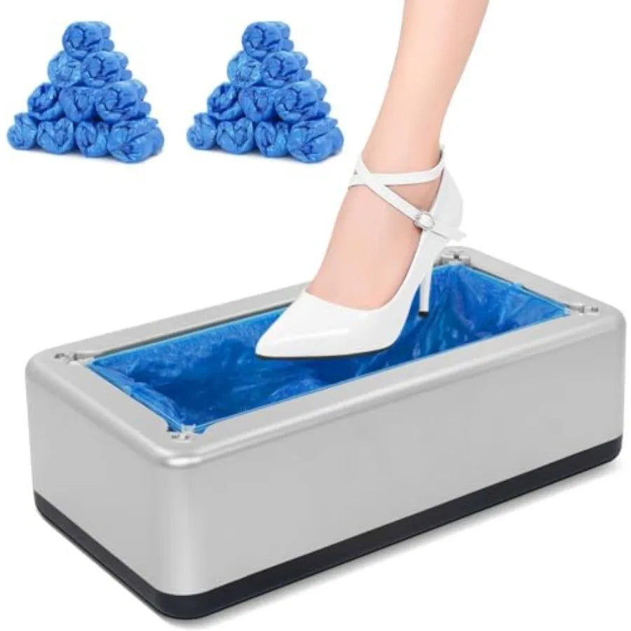 Shoe Covers Dispenser with 200pcs Disposable Shoe Covers Non Slip Automatic Shoe Cover Machine Fits Size Up to 11 US Men for Ho