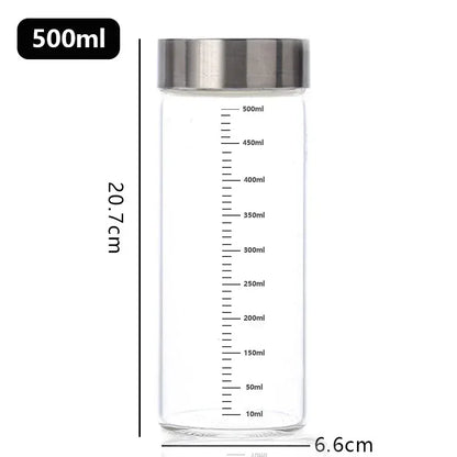 100-500ml Glass Bottle with Scale High Borosilicate Heat-resistant Glass Seal Jar Kitchen Seasoning Spices Storage Bottle Gadget