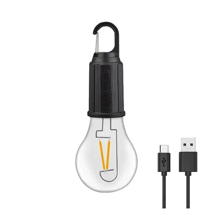 LED Solar Camping Lights USB Rechargeable Bulbs Lamp Dimmable with Hooks Vintage Light for Hiking Tent Lantern Outdoor Lighting