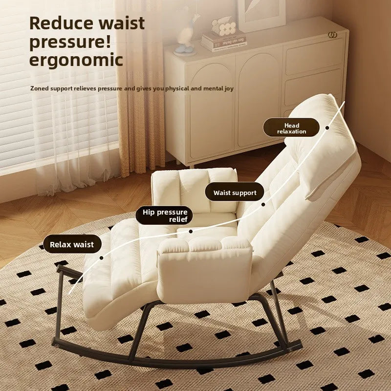 Lazy rocking chair Home retro balcony Leisure folding reclining chair Sofa chair Bedroom Single person can sit and lie down