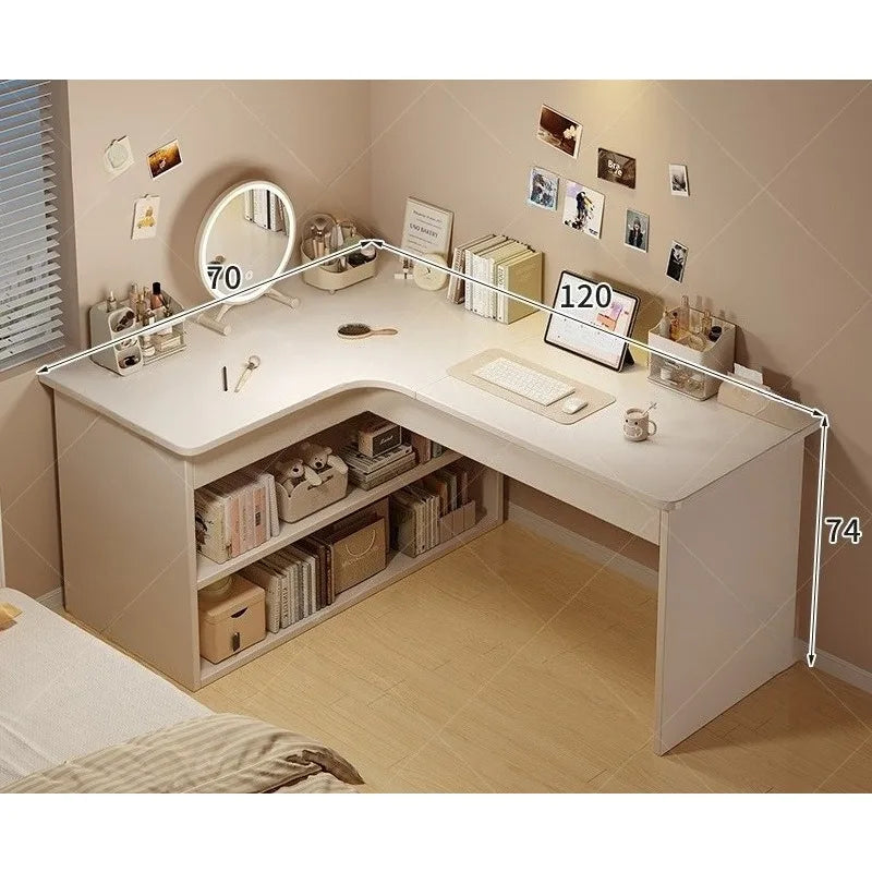 Computer desk Desktop Home bedroom Bookshelf Integrated student learning to write Corner Multifunctional office desk