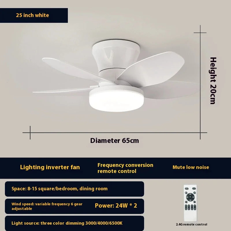 25 inch Ceiling Fans with Lights and Remote,Flush Mount Ceiling Fan,Reversible Quiet DC Motor Low Profile Ceiling Fans For Livin