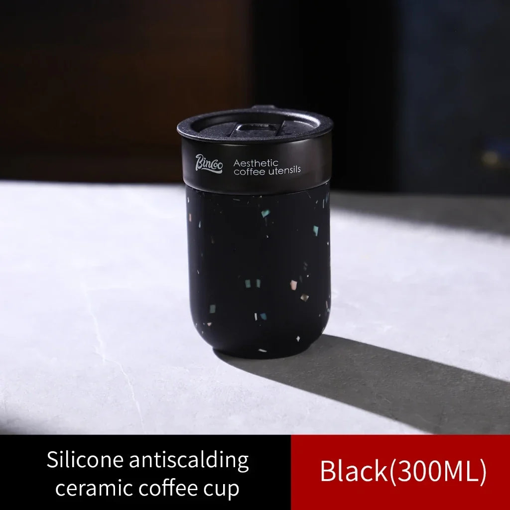 BINCOO Ceramic-lined Coffee Mug Thermal Cup Insulated Coffee Cup Portable for Office Travel and Outdoor 300ML