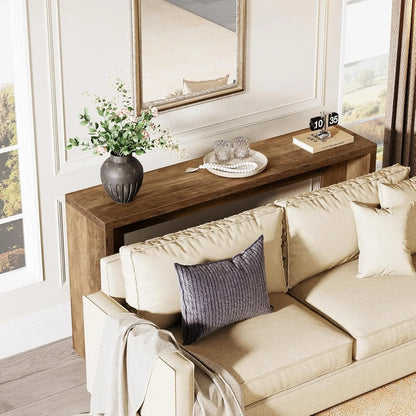 55-Inch Farmhouse Console Table, Wooden Sofa Table with Storage for Entryway
