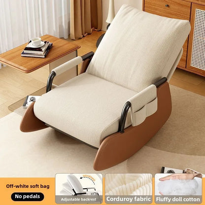 Reclining chair lunch break folding lazy sofa chair adults can sit reclining office nap chair balcony household rocking chair