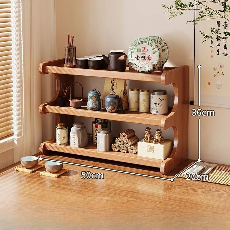 Simple Tiers Desktop Storage Rack Compact Space-saving Wood Tabletop Stand Multi-functional Sturdy Desk Bookshelf Seasoning