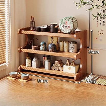 Simple Tiers Desktop Storage Rack Compact Space-saving Wood Tabletop Stand Multi-functional Sturdy Desk Bookshelf Seasoning