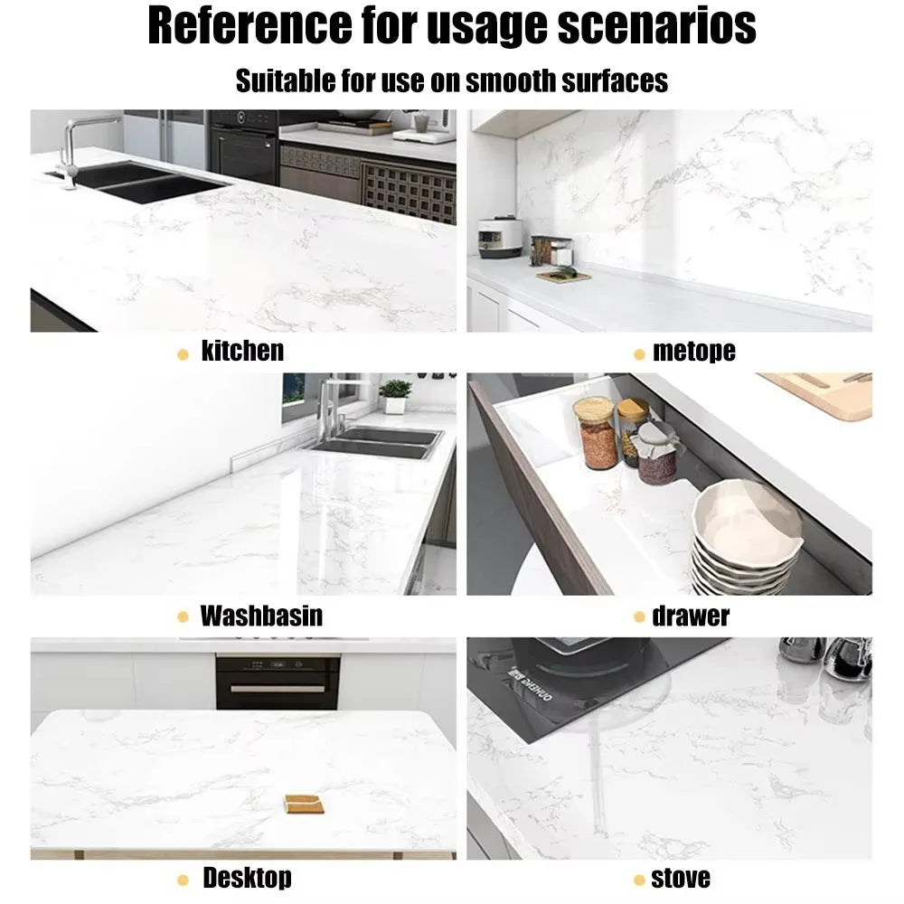 40cm New Marble Kitchen Oil-proof Wall Stickers Self-adhesive Stain-resistant High Temperature Kitchen Wallpaper Home Decorative
