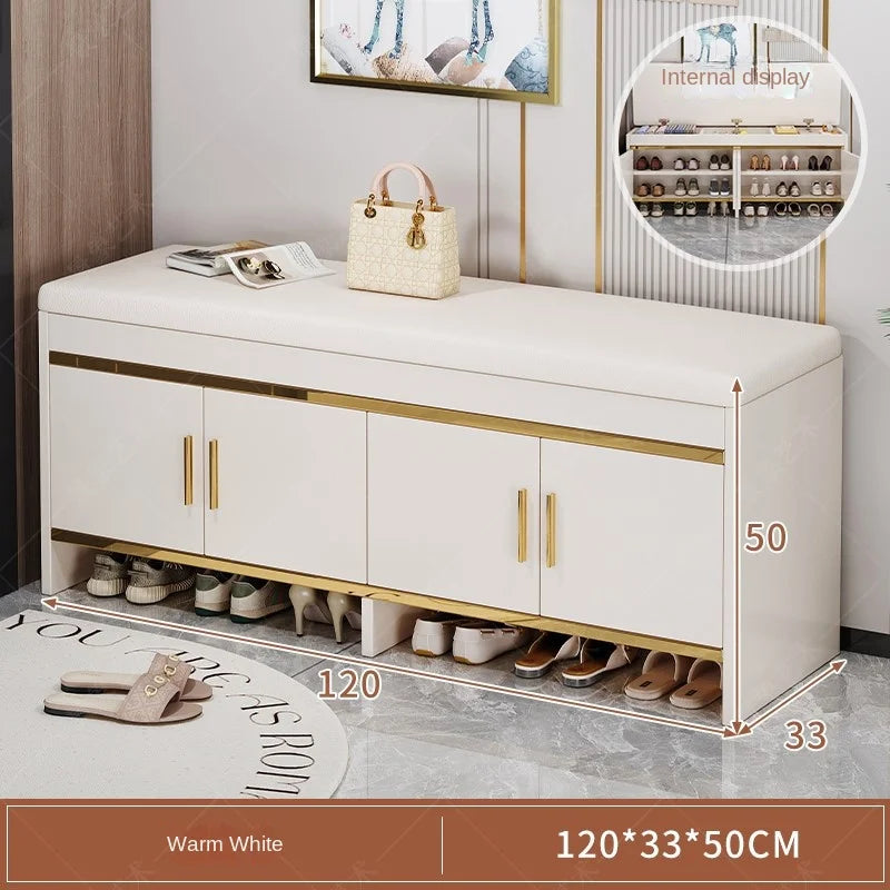Shoe changing bench household entrance shoe bench can sit on shoe cabinet soft seat integrated storage low cabinet