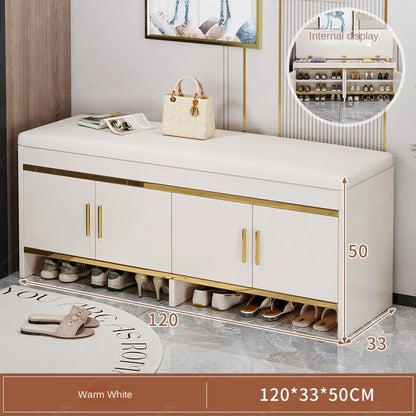 Shoe changing bench household entrance shoe bench can sit on shoe cabinet soft seat integrated storage low cabinet