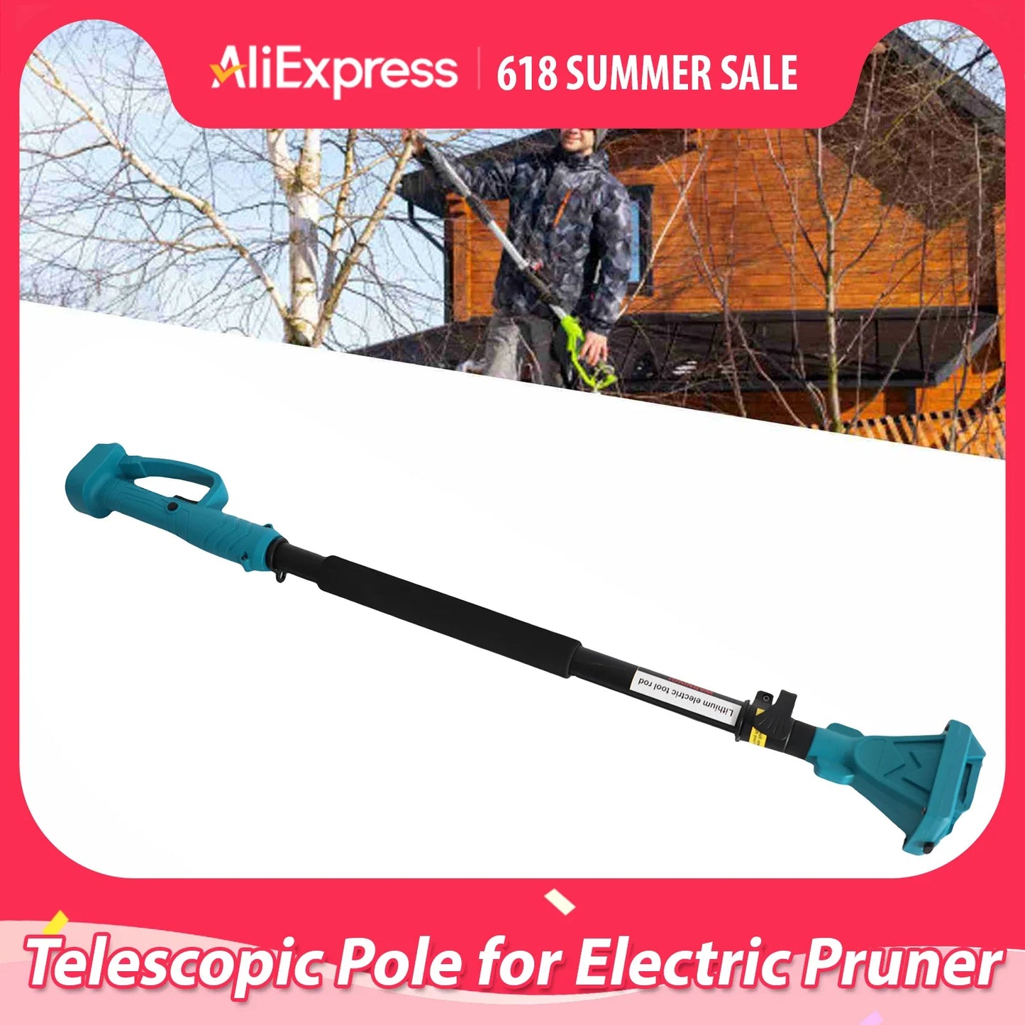 Cordless Pruner Extension Pole Efficient Anti Slip Pruning Shears Telescopic Pole Aluminum Alloy Versatile Blue for Garden