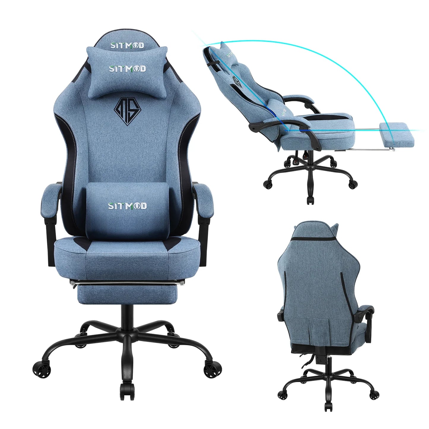 Height Adjustable 360°-Swivel Gaming Chair - Computer Chair With Footrest And Lumbar Support, Headrest For Office Or Gaming