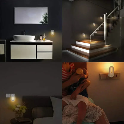LED Plug Night Light EU/US  Wall Socket Lamp With Twilight Sensor Energy Saving Kids Room Bedroo Portable Night Lights