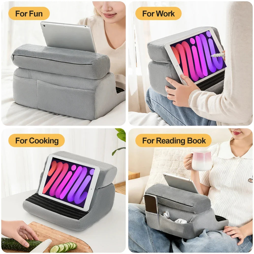 Multi-functional Tablet Pillow Stand，4 Angles For Comfortable Reading and Watching Of Mobile Phone Tablet Reading Stand，Foldable