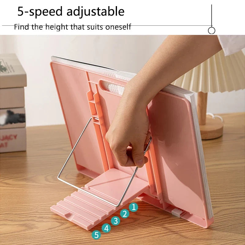 Adjustable Portable Folding Bookend Stand Reading Book Stand Books Recipe Shelf Folding Holder Organizer for Music Score Tablet