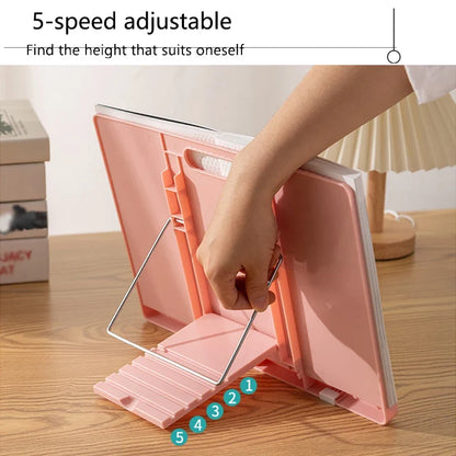 Adjustable Portable Folding Bookend Stand Reading Book Stand Books Recipe Shelf Folding Holder Organizer for Music Score Tablet