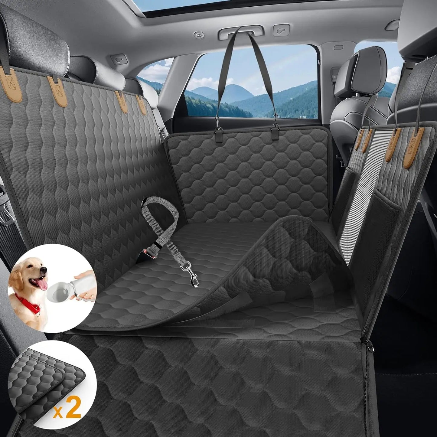Cat Car Seat Cover for Back Seat,100% Waterproof Scratch Proof Nonslip Seat Cover,600D Heavy Duty Scratch Proof Nonslip Durable