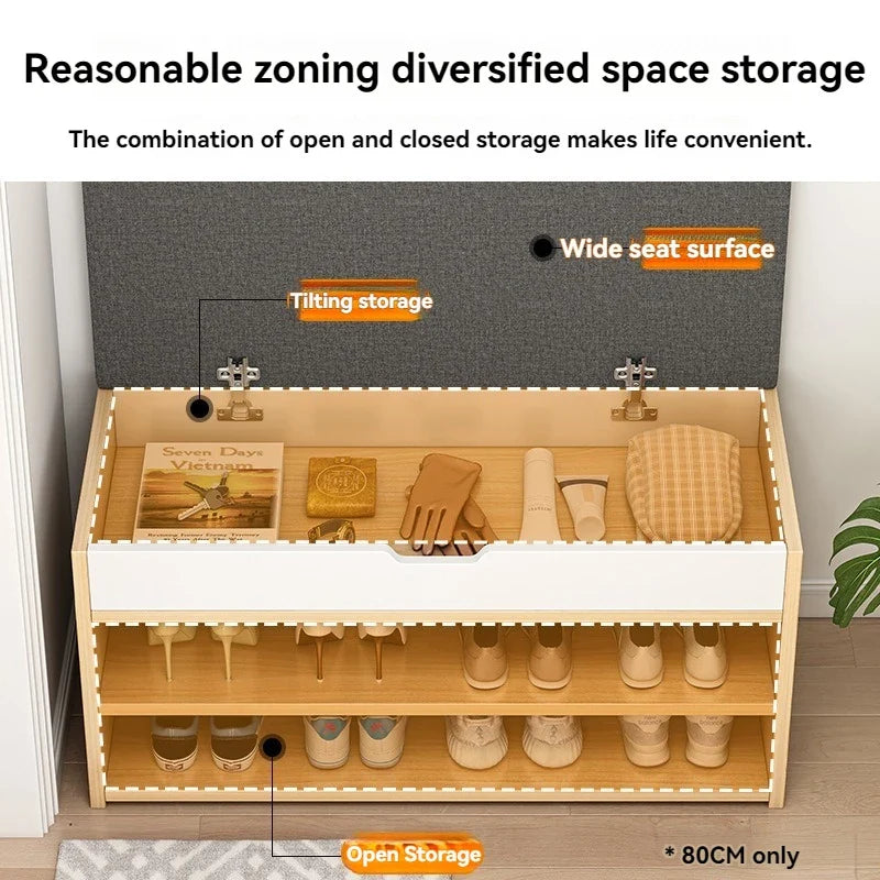 Entrance panel entrance, entrance hall, shoe wearing stool, entrance for sitting, long stool, shoe cabinet, shoe rack integrated