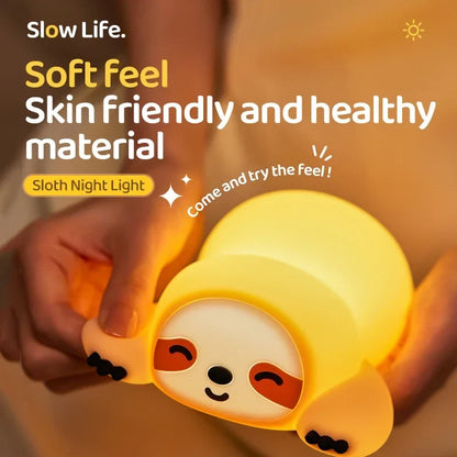 Silicone Soft Sloth Night Light USB Rechargeable Touch Control Dimmable Bedside Lamp for Nursery Kids Babies Gift Decor