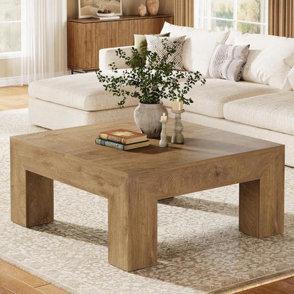 Square Coffee Table for Living Room, 39.4-Inch Farmhouse Center Cocktail Table
