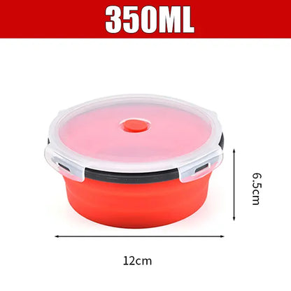 Round Silicone Folding Lunch Box Microwave Folding Bowl Portable Folding Food Container Box Salad Bowl With Lid