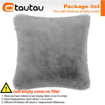 OTAUTAU Top Soft Fuffy Faux Bunny Fur Throw Pillow Case Sofa Couch Cushion Pillows Cover No Filler Baby Pet Bed ZT2TM1T