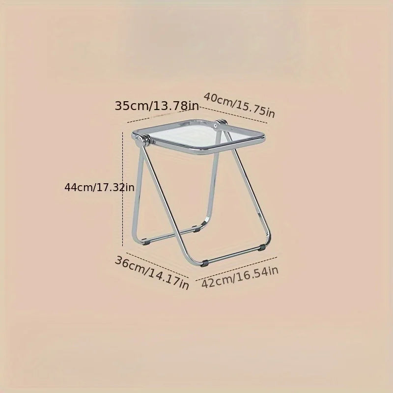 Chic Transparent Folding Side Table - Modern Coffee Table with Metal Frame, Ideal for Living Room Bedroom & Compact Storage
