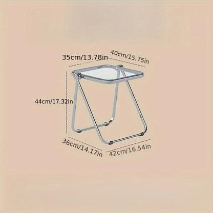 Chic Transparent Folding Side Table - Modern Coffee Table with Metal Frame, Ideal for Living Room Bedroom & Compact Storage