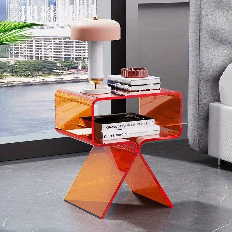 Modern Transparent Acrylic Bedside Table - Creative Side Table, Small Narrow End Table