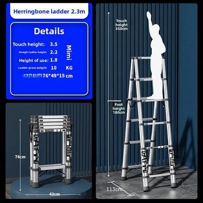 Stainless steel telescopic ladder Multifunctional  herringbone ladder Portable folding ladder Bamboo ladder Lifting ladder