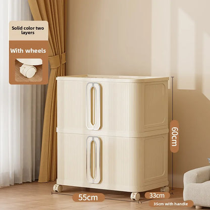 Large Capacity Cream Wind Storage Cabinet Quilt Wardrobe Free Installation Folding Storage Shelf Storage Box Locker